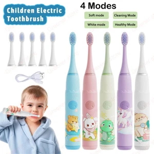 Electric Toothbrush For Kids 4 Modes Battery Toddler Operated Silicone Baby IPX7