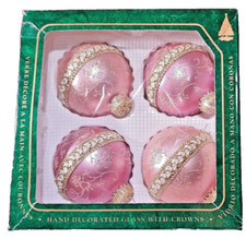 Vtg Christmas by Krebs Ball Shaped Glass Holiday Ornaments Sparkly Made in USA