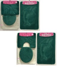 Badgarnitur Badteppich Badezimmergarnitur 3-Teilig Set 85 x 55cm WC Vorleger