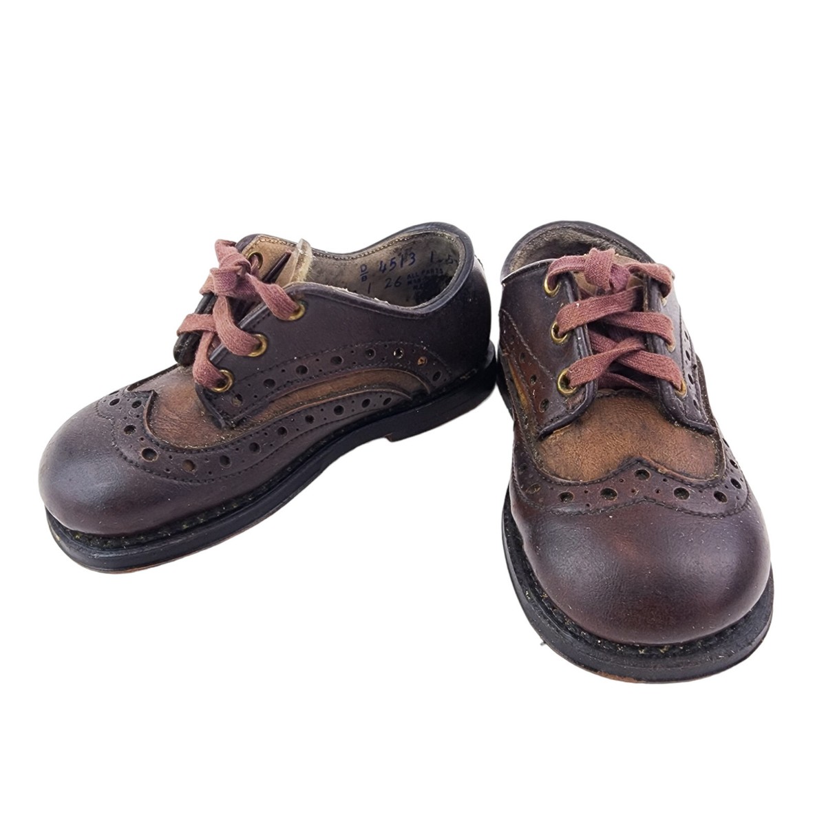 Vintage JCPenney Toddler Oxford Shoes Brown Leather Wingtip 