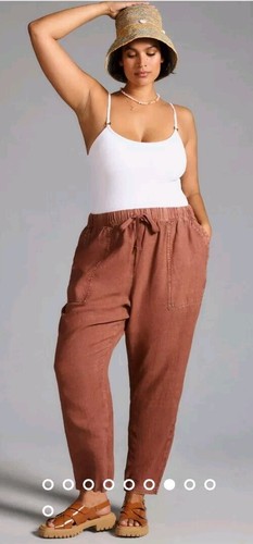 NWT Anthropologie Pilcro Womens Brown Linen Drawstring Pants | Size Large Petite - Picture 7 of 24