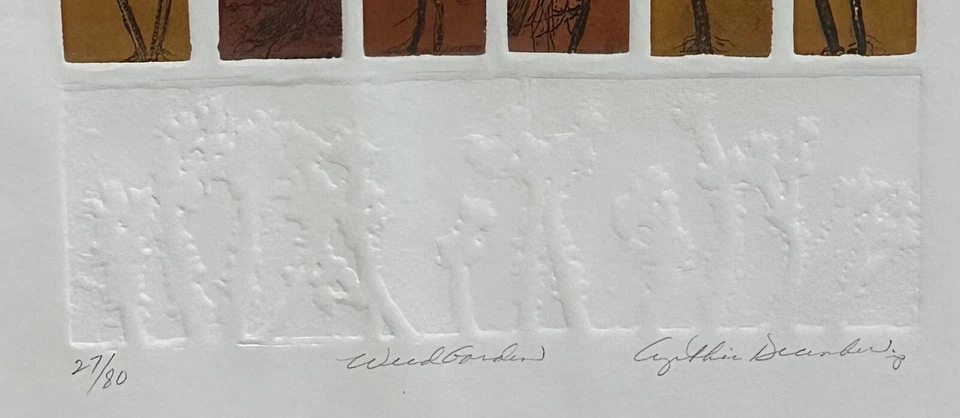 Arte de fibra WEED GARDEN de Cynthia diciembre (1936-2003) edición limitada 27/80 enmarcado 35"t Foto 4 de 4