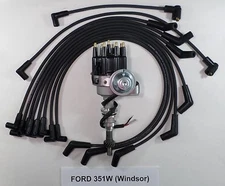 FORD 351W (351 Windsor) BLACK Small Cap HEI Distributor and 8mm SPARK PLUG WIRES