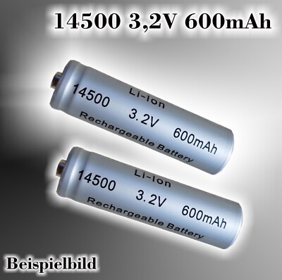 2 Stück Akku 14500 600mAh 3,2V für SOLAR-Leuchten Akkus Batterie LiFePO4
