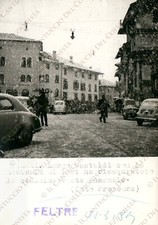 1958 FELTRE Largo Castaldi nevicata Belluno Fotografia Frescura