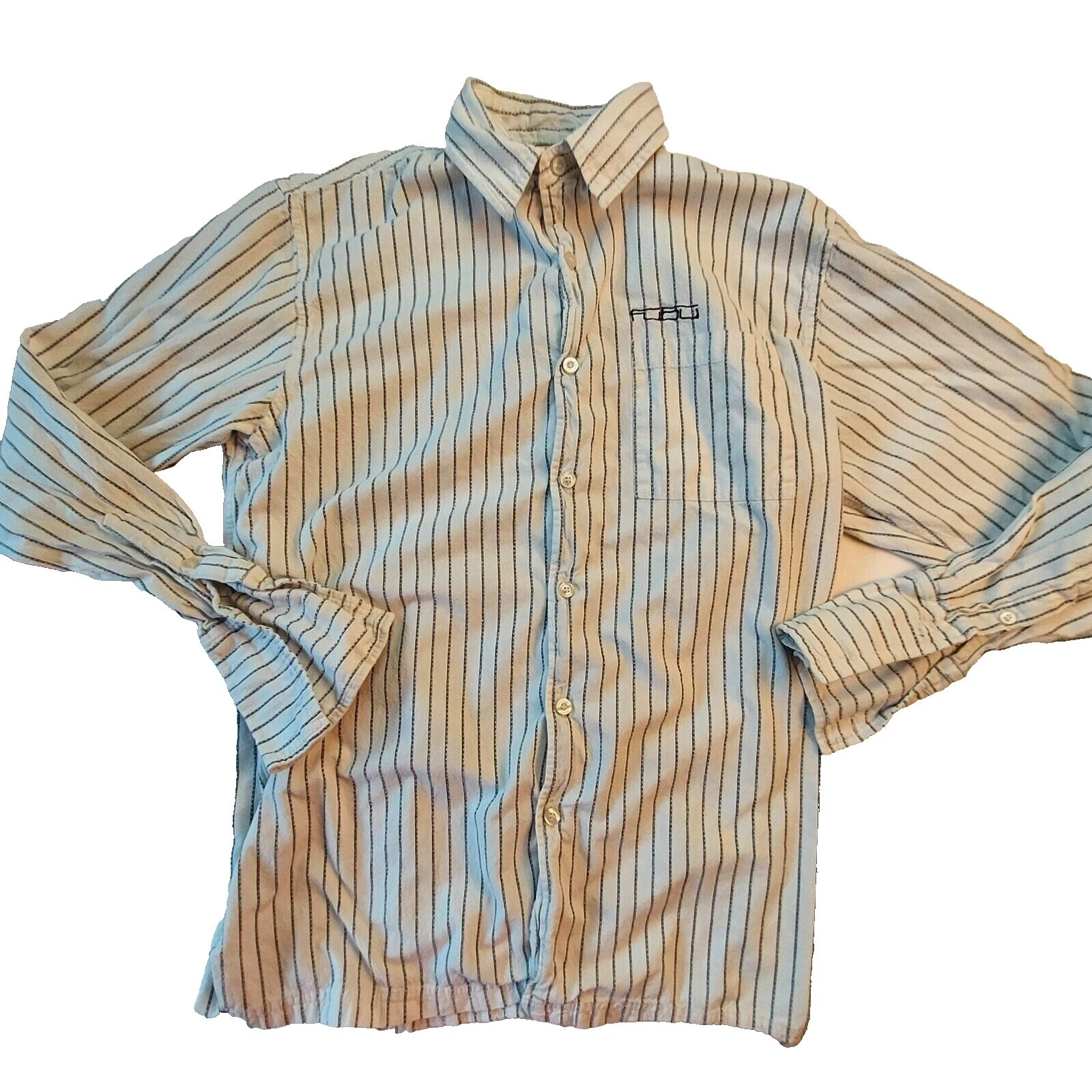 Camisas informales para hombre FUBU a rayas de algodón con botones