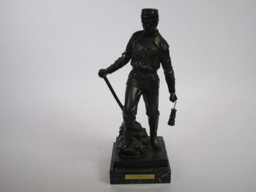 Mining: large decorative figure, miner, climber, marble base, approx. 39 cm H 1G6010 - Picture 1 of 7