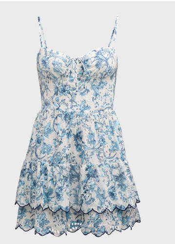 New Without Tags Alice + Olivia floral mini dress blue and white size 8