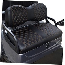 Golf Cart Diamond Seat Covers Kit, Fit for Yamaha Black and Brown Stitching