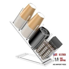 Acrylic Cup and Lid Holder with Straw Organizer Adjustable Coffee Cup Holder