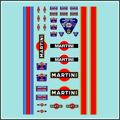Waterslide Decal 1:24 / 1:18 - 34tlg. Martini Racing Slotcar Gasloine USA Muscle