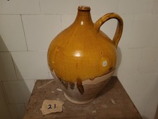 Antica brocca francese 'immersione' o 'immersione' XIX secolo, smalto giallo, H31,5 cm