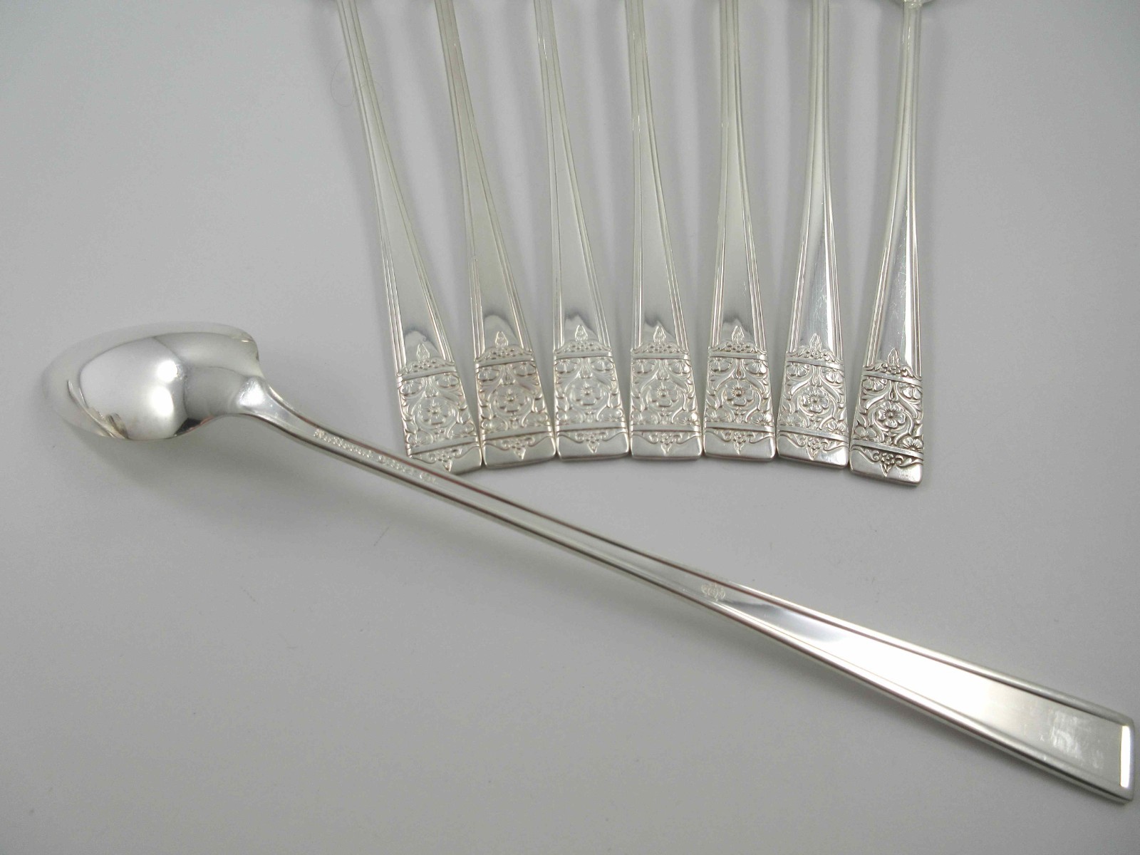 National Silver Co INAUGURATION 8 Iced Tea Spoons Silverplate Flatware