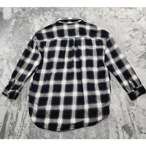 Mossimo Plaid Flannel Oversized Shirt Size M Black White Pockets Baggy Cotton - Picture 4 of 9