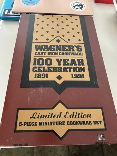 5-piece Miniature Set Wagner Cast Iron Cookware 100 Year Anniversary