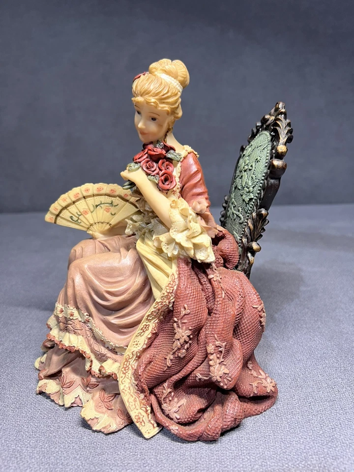 Heavy Figurine Shudehill Seated Pink Victorian Lady With Fan - Image 3 of 4