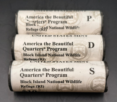 U.S. Mint 2018-P | D | S  - ATB Quarter Block Island  40-Coin Roll BU