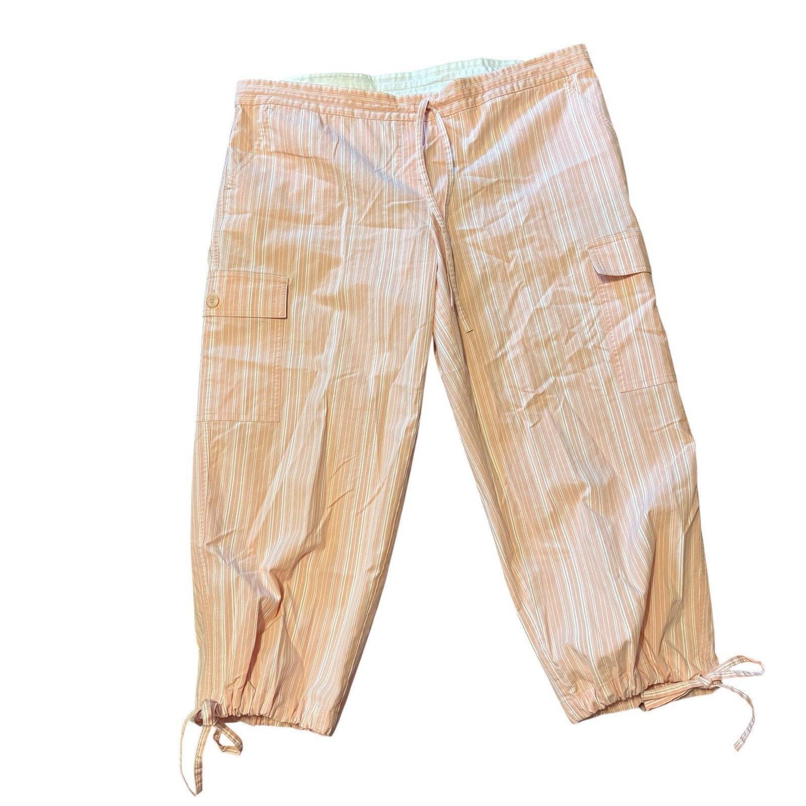 Christopher & Banks Pants Womens Size 12 Peach Cargo Capri Beach Vacation Stretc