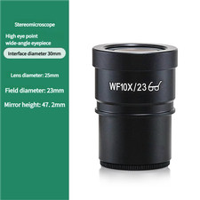 WF10X/23 High Eyepoint Widefield Eyepiece for Stereo Microscope, 30mm Mount