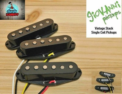 Artec Giovanni Noiseless Strat Single Coil SSS Pickup SET, AlNiCo 5 Black