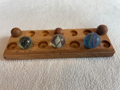 3 Antique German Marbles & 3 Wood Marbles