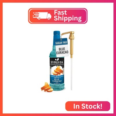 Syruvia Sugar Free Blue Curacao Syrup, Flavored Syrup for Cocktails, Drinks, Lem