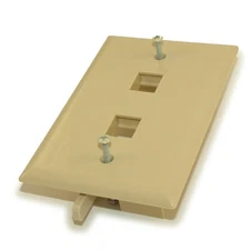 Wallplate: Keystone  2 Hole with Built-in Connector Latches  Ivory