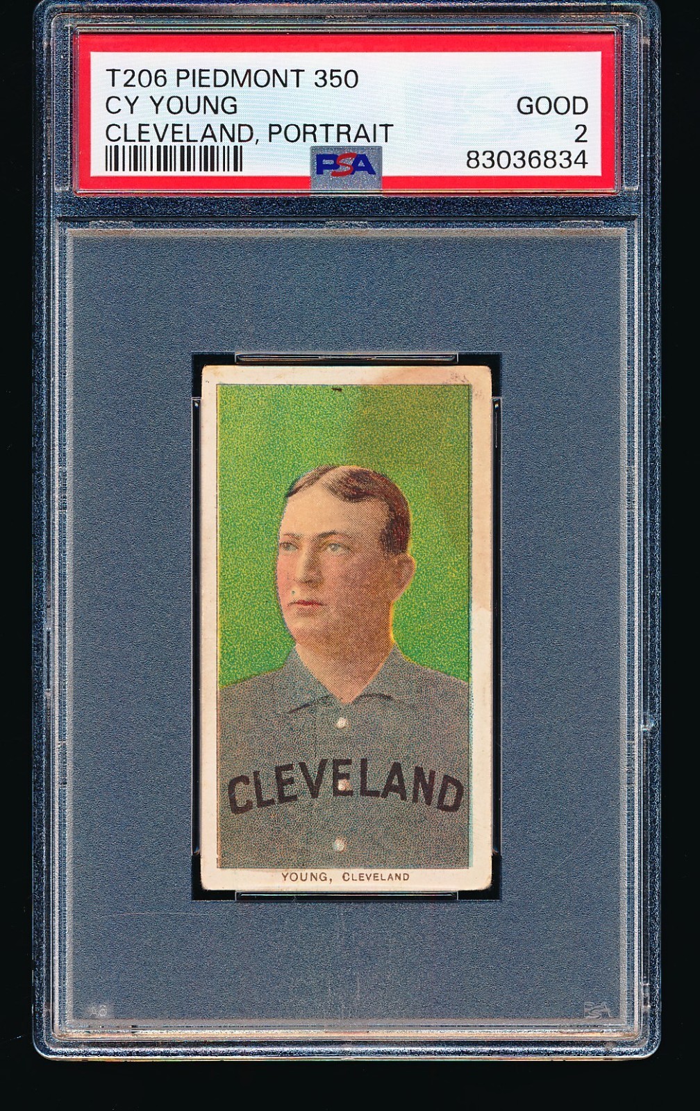 1909 T206 Piedmont CY YOUNG Portrait PSA 2
