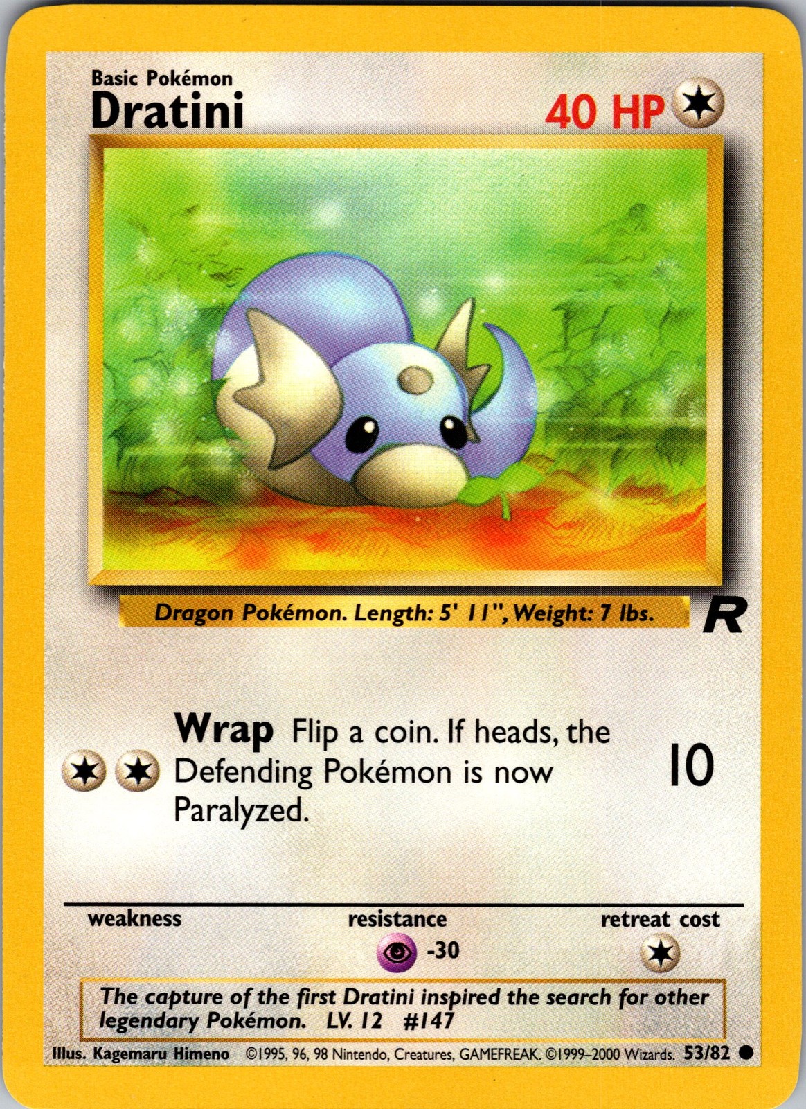 Dratini Common Team Rocket 53/82 Pokemon Card - NM - Free Shipping