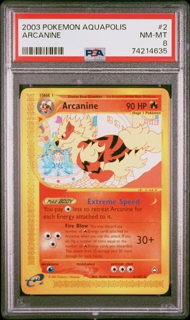 Arcanine 2/147 Normal - Pokémon Aquapolis PSA 8 NM-MT
