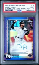 PSA 9 2025 Topps Chrome Update Jorbit Vivas (RC) Purple Refractor Auto /250
