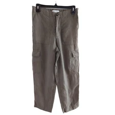 Michael Stars Green 100% Linen Cargo Style Pants Size XS