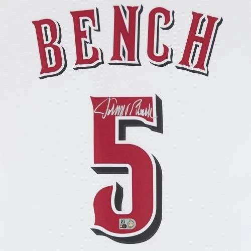 Johnny Bench Cincinnati Reds Autographed White Nike Replica Jersey - Image 4 of 4