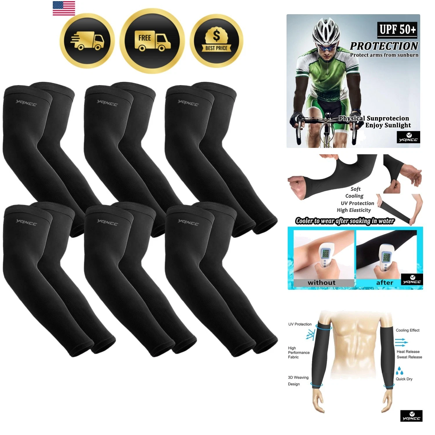 6 Pairs Arm Sleeves | Cooling UV Sun Protection | Sports Compression Sleeves ...
Opens in a new wind