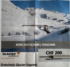 Gutschein Glacier Express CHF 200 | Gültig bis 20.08.2027 | Online Bon Voucher