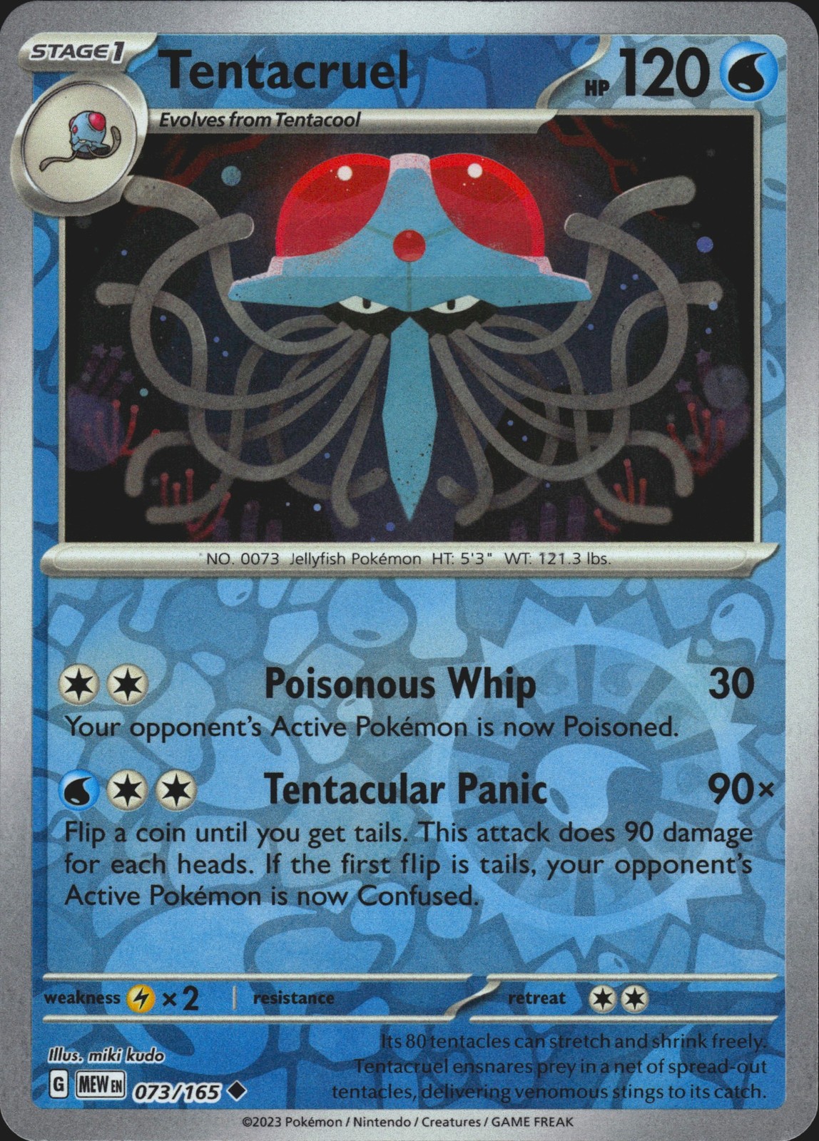 Tentacruel 073/165 Reverse-Holo Scarlet & Violet 151 Mint Pokémon Card