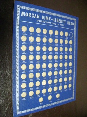 1938 Whitman Publishing Co. 1892-1916 Morgan Dime Liberty Head Coin Board No 398