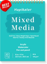 Sketch Book 9x12 Spiral Pad 30 Sheets 98lb Drawing Painting Marker Paper