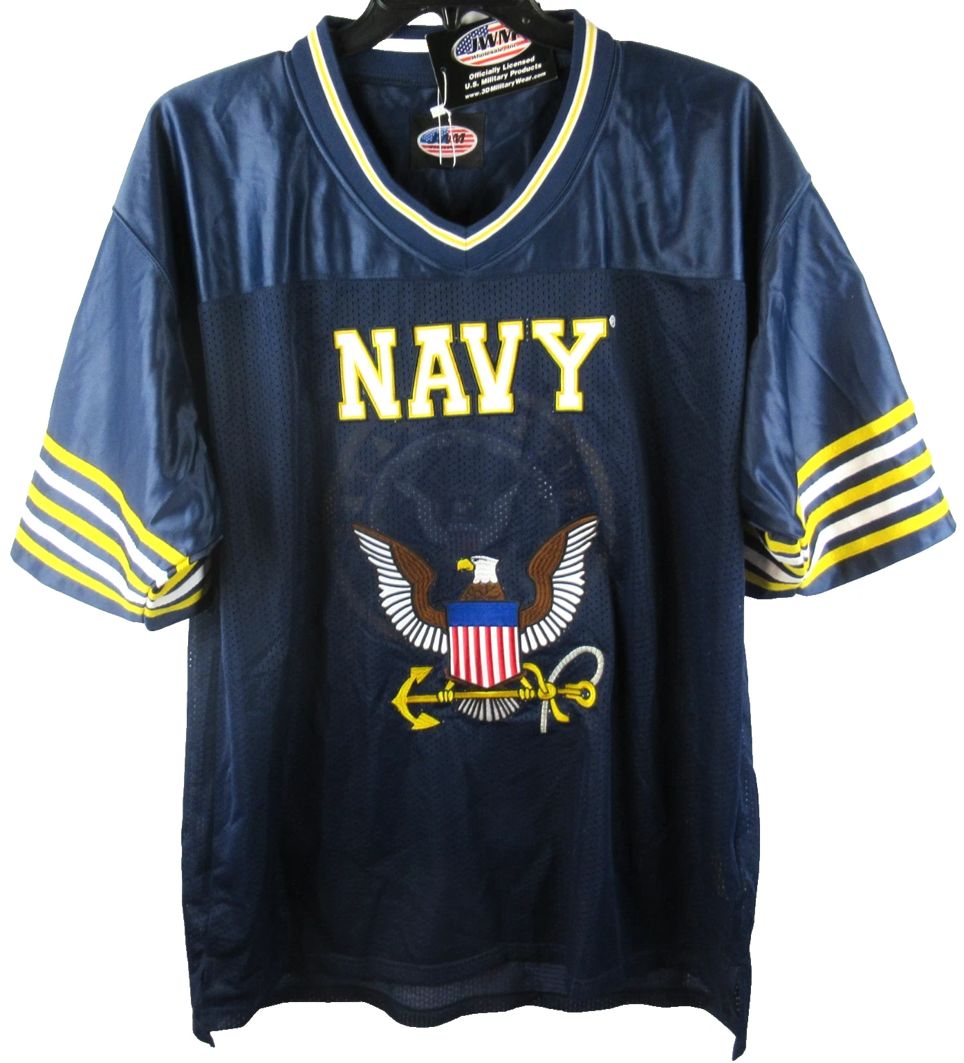JWM UNITED STATES NAVY Blue Embroidered Jersey Mens Size XL Eagle Seal Flag NWT