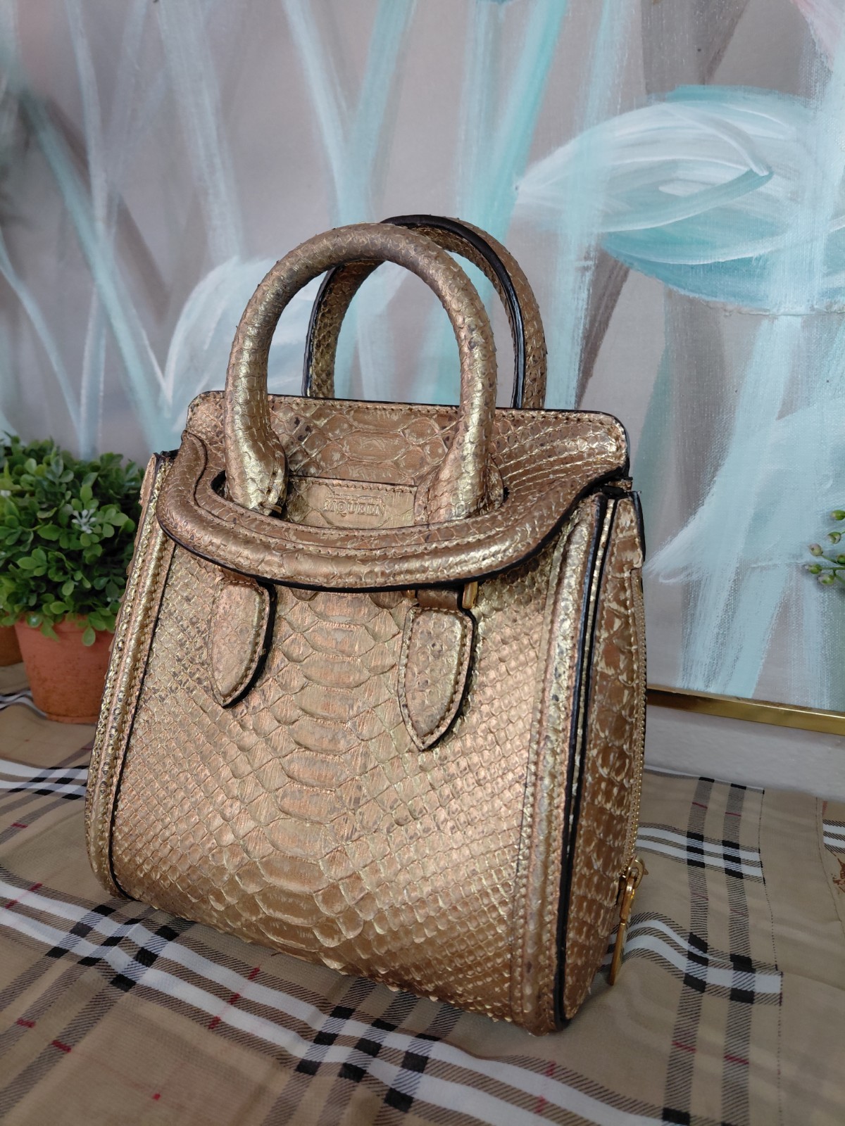 Alexander McQueen Gold Python Top Handle Crossbod… - image 3