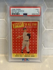1958 Topps Mickey Mantle All Star #487 PSA 5 EX Yankees HOF Vintage