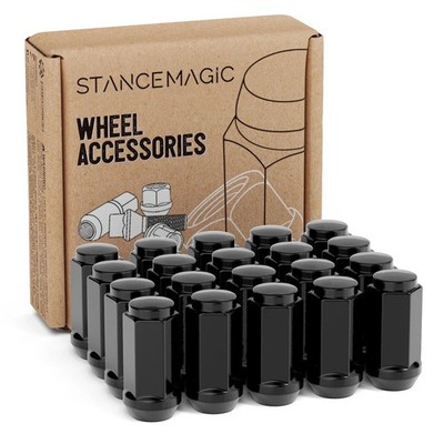 20pcs Black Bulge Lug Nuts - 9/16-18 Thread Size - Conical Cone Taper Acorn Seat