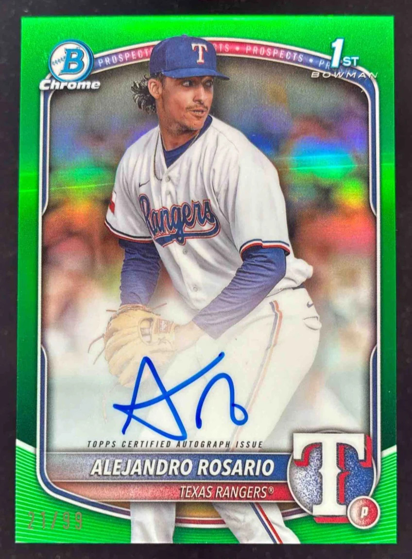 2025 Bowman Chrome Green Refractor #CPA-ARO Alejandro Rosario Auto /99