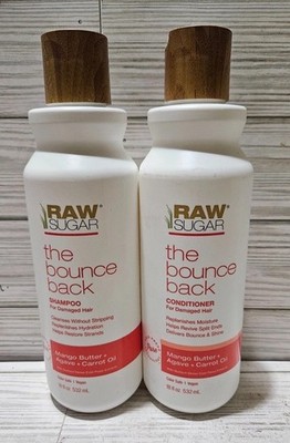 Raw Sugar The Bounce Back Shampoo & Conditioner for Damaged Hair 18 FL OZ ea