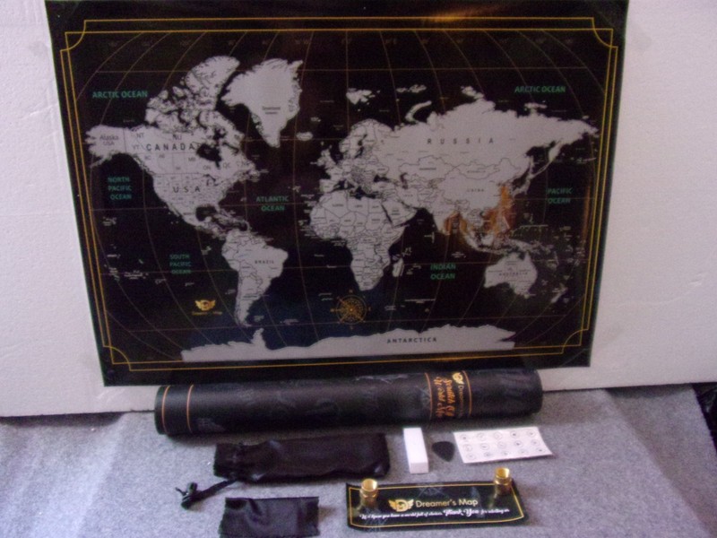 2 Dreamer's Scratch Off World Maps  Posters  Black + White  17 by 24 Inch  NEW