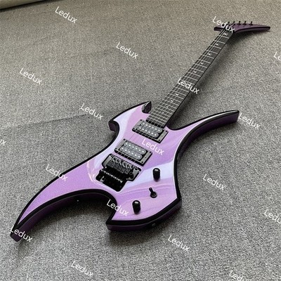 Solid Electric Guitar Custom Rounded Fret FR Purple Sparkle Finish Fast shipping