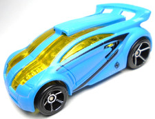 2012 HOT WHEELS HW TECHNETIUM BLUE 1:64 DIECAST 2 3/8" RACE CAR W YELLOW & BLACK