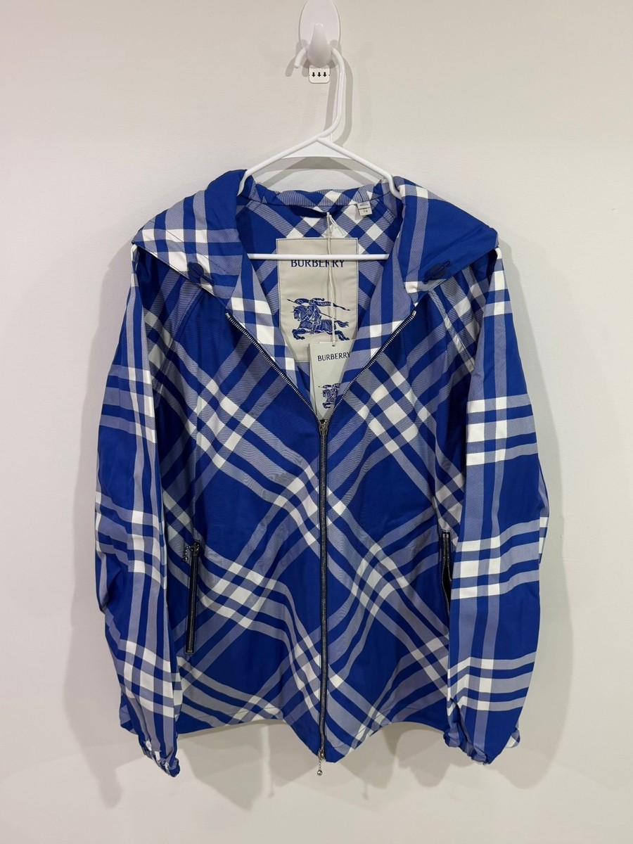 y2k✨️ BURBERRY BLUE LABEL ナポレオン ジャケット 希少 Burberry Knight Check Hooded Windbreaker Jacket Blue White XL