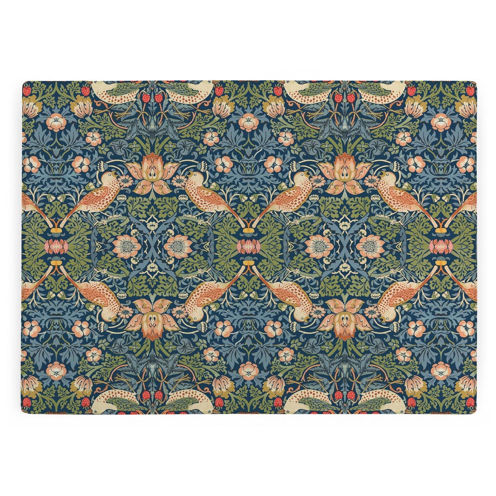Blue Strawberry Thief Glass Worktop Protector - William Morris Artwork Gifts