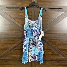 Linea Donatella Sleeveless Kerchief Hem Nightgown Multi Print Size L